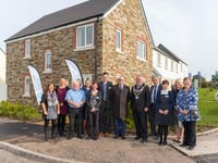 Families receiving keys for affordable homes at North Tawton