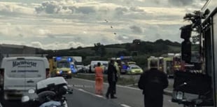 A30 closed both ways after six vehicle collision