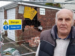 Classic car blocked in garage after prang