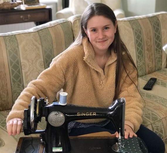 Sienna gets resourceful with great grandma’s sewing machine