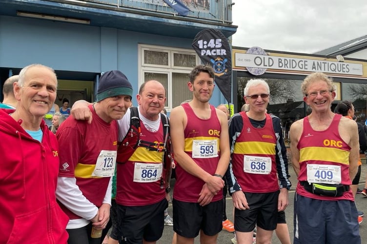 Okehampton Running Club members at the Bideford Half Marathon