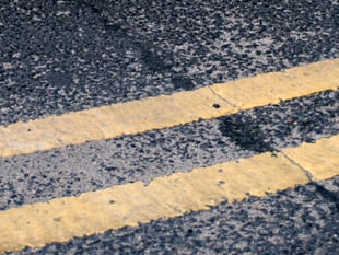 Double yellow lines for roads around Two Bridges 