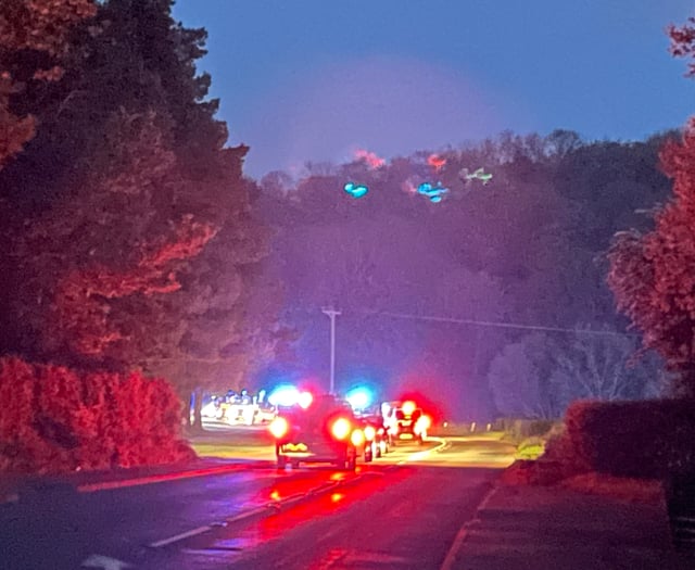 A377 closed at Crediton due to serious collision
