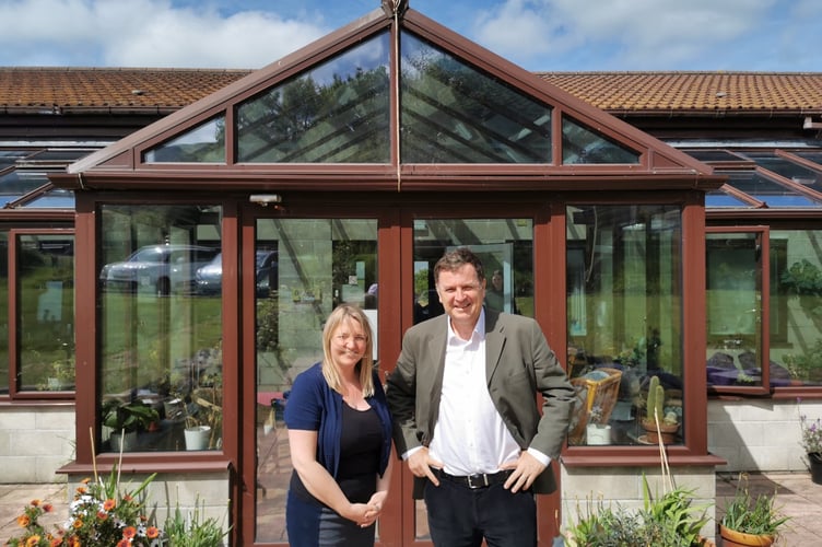 Mel Stride with Lois Samuel at the Gilead Foundations women’s centre at Jacobstowe near Okehampton