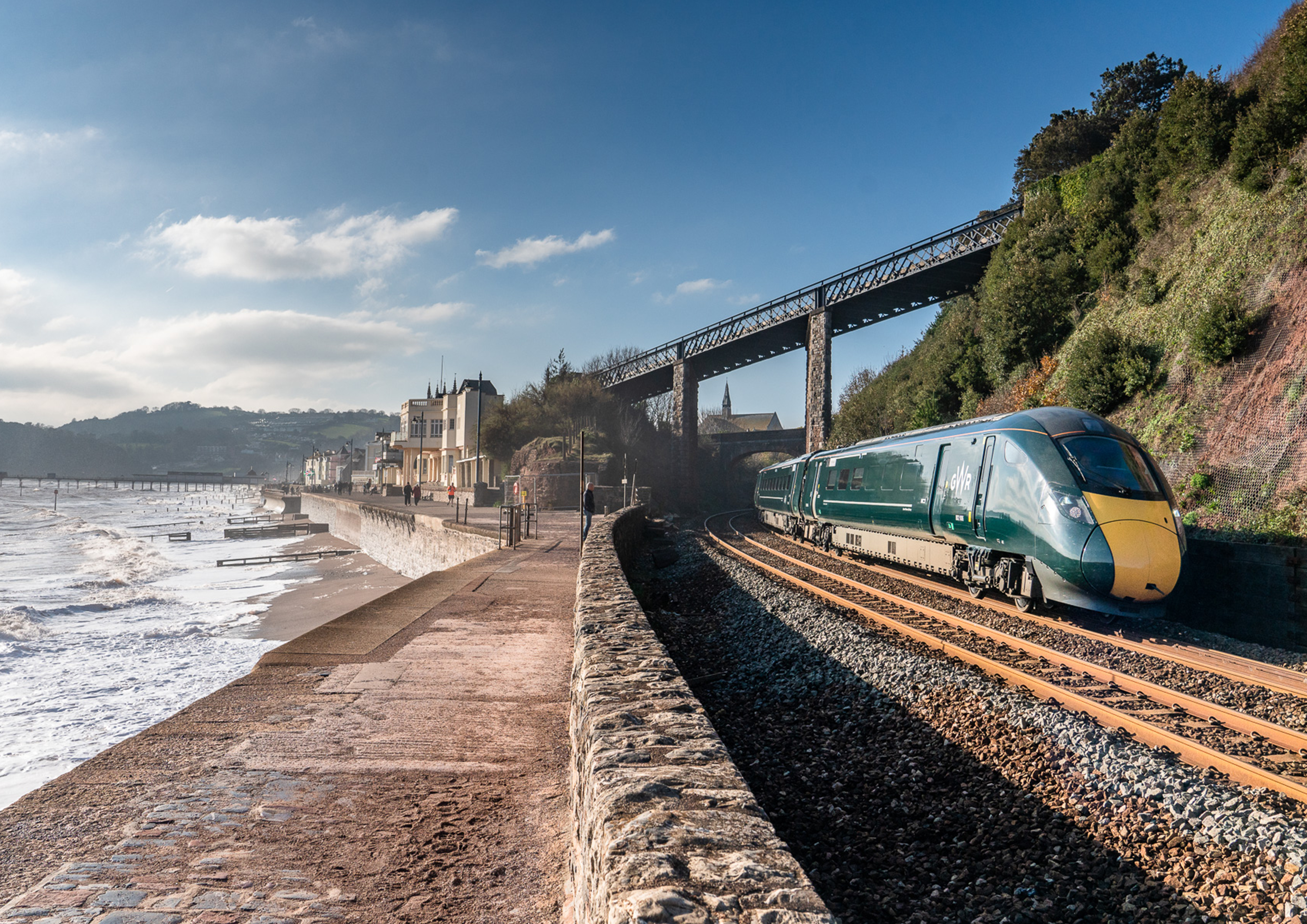 A Great Western Railway train makes its way along the Dawliosh seafront. Picture GWR