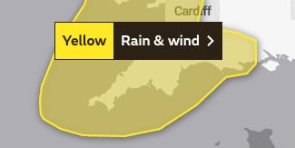 The Yellow Warning of heavy rain and Squally winds.