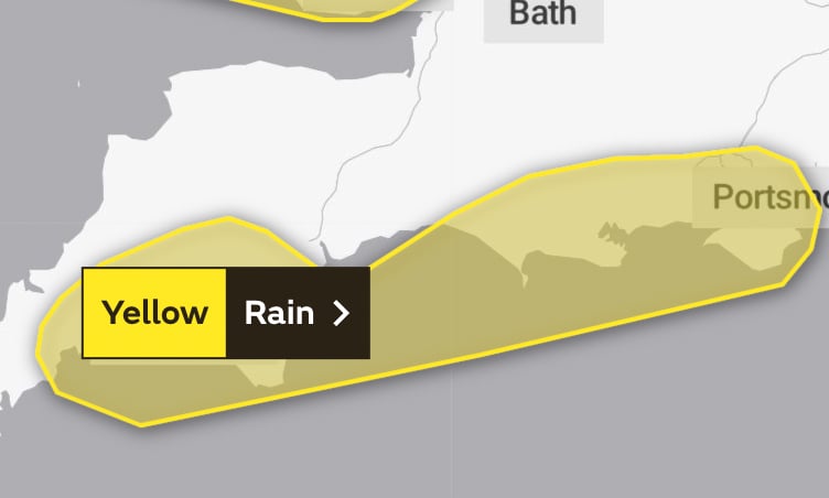 Yellow Warning of Heavy Rain tomorrow, Saturday.
Image Met Office
