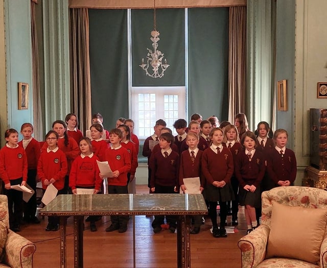 Three Dartmoor primary schools serenade Castle Drogo visitors