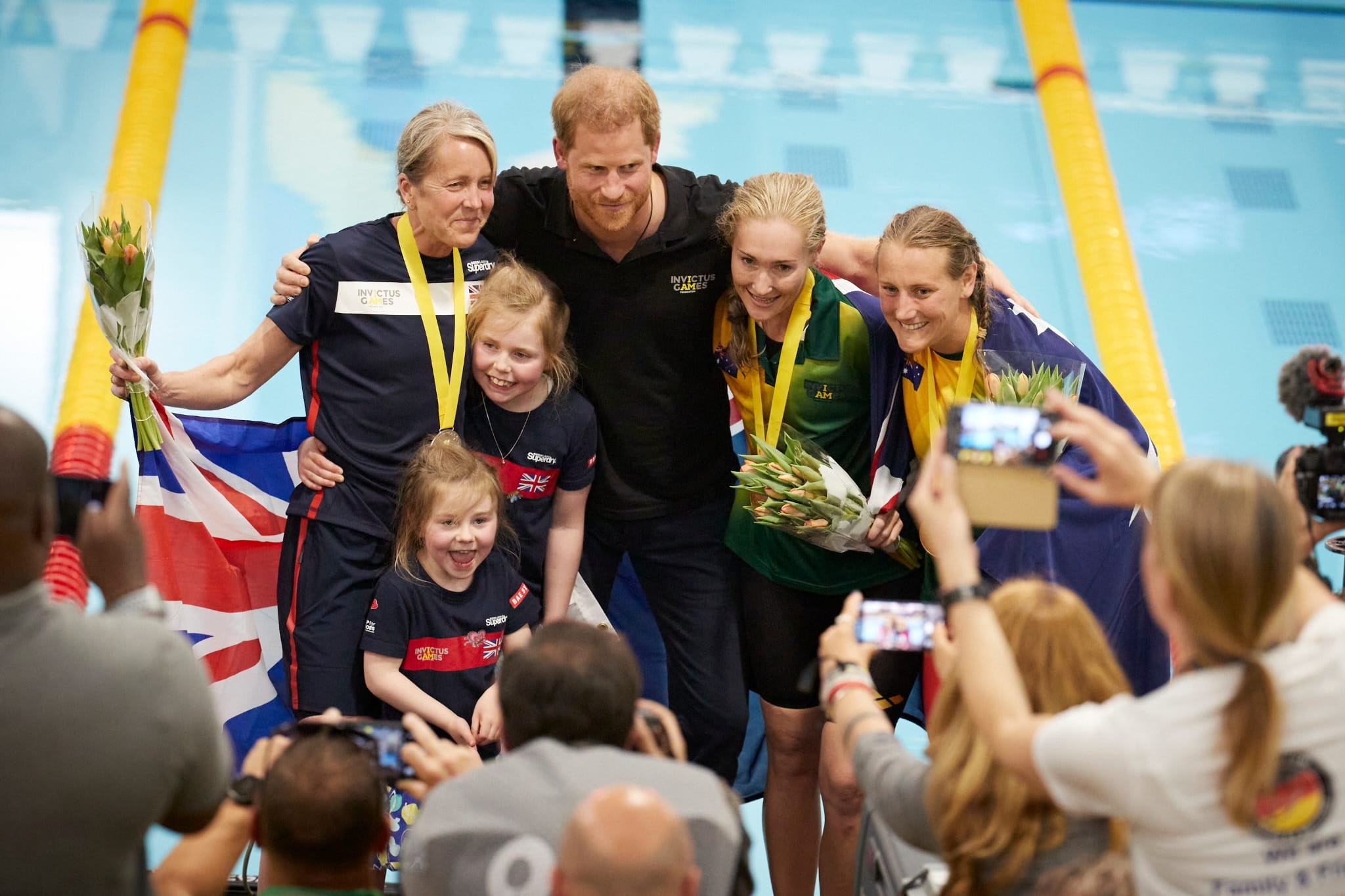 Swimmer Sally Renard with Prince Harry at the Invictus Games