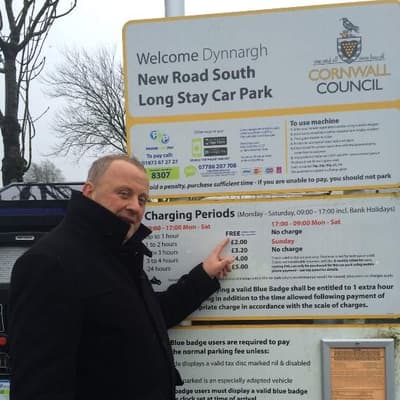 Cornwall councillor Andrew Long at New Road Car Park in Callington