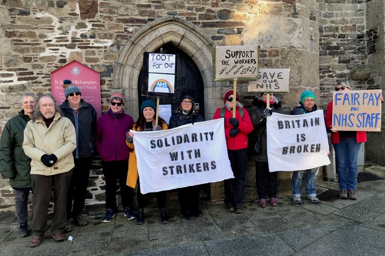 solidarity with strikers demo Okehampton Saturday January 21