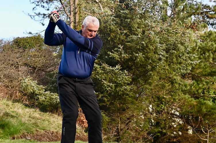 Arwyn Morris drives in Aber Golf Club 0123