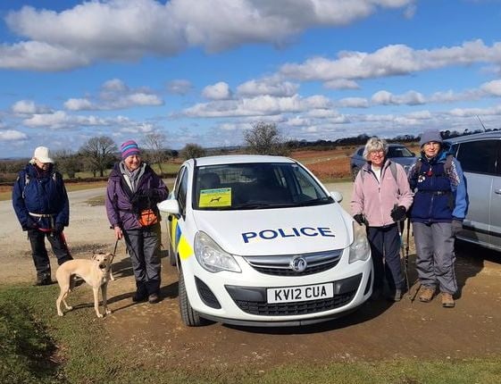 Tavistock Police out talking to dog walkers to raise awareness about sheep worrying and the ground nesting birds