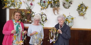 Sampford Courtenay ladies make Easter wreaths