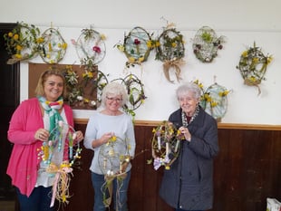 Sampford Courtenay ladies make Easter wreaths
