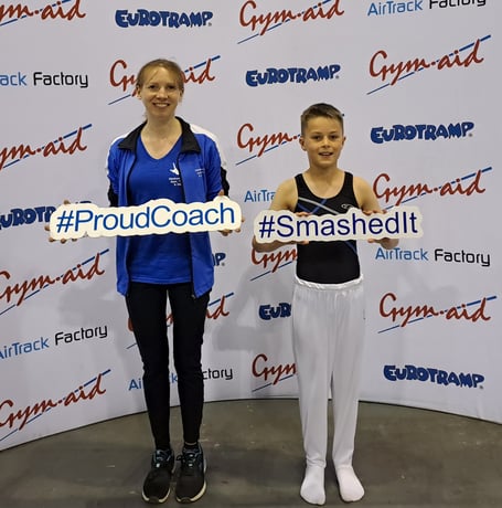 Okehampton Flyers coach Vicky Pritchard with star youngster Mason Parker-Groves