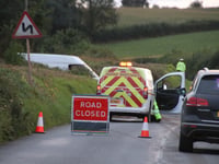 A3072 closed between Copplestone and Bow due to motorbike accident
