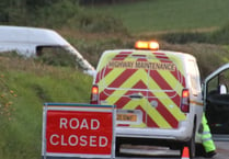 A3072 closed between Copplestone and Bow due to motorbike accident
