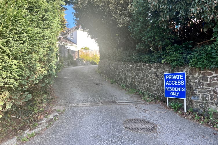 The proposed access to the new hair salon. Residents are worried that the blind bend and the use of the lane as a public footpath make it an unsuitable access point.