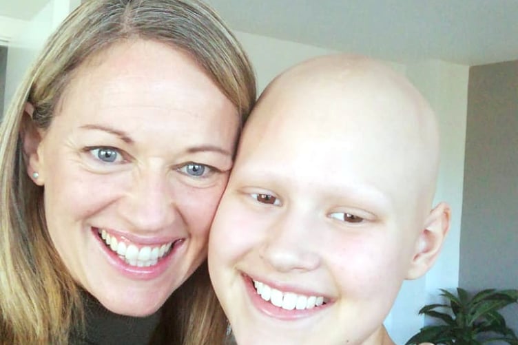 Nevah (right) and her mum Heather made a appearance at the pilates event via video link from London.