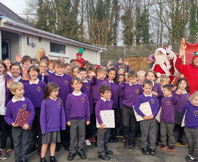 Santa drops by at Mary Tavy school