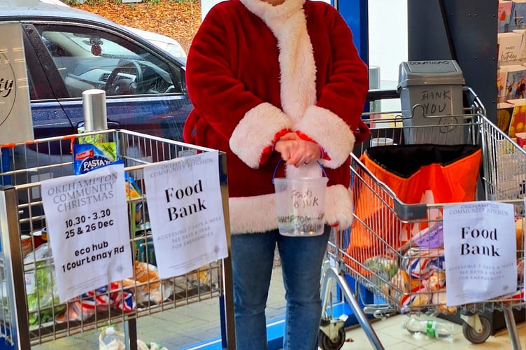 Rebecca Green of Okehampton Community Kitchen collecting donations in Lidl