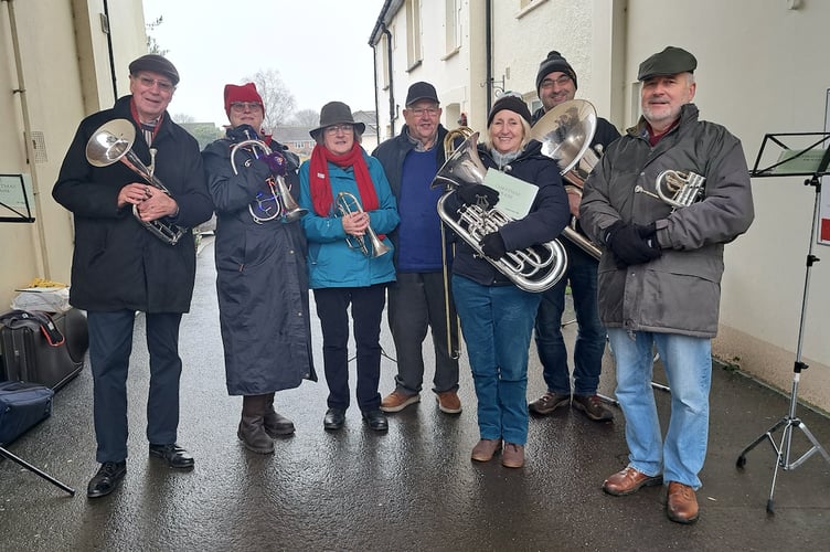 The group of musicians that played at North Tawton on Christmas Morning.
