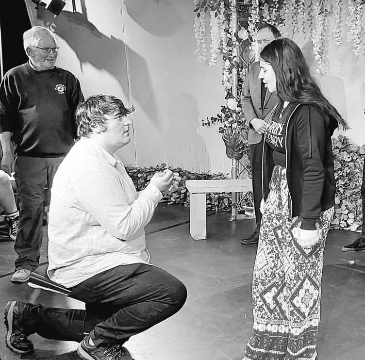 Stuart Lyon (Leonato), Lewis Bird (Claudio), Iain Ferguson (Antonio) and Amy Watkins (Hero)