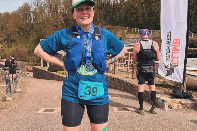 Lucy Gooding of Okehampton Running Club (ORC) completes the Sid Valley Ring Half Marathon