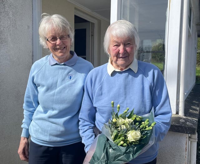 Birthday presentation to golf club veteran