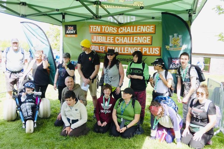 Damien, far right back row, is proud of his Ten Tors Jubilee Challenge with Bidwell Brook School.