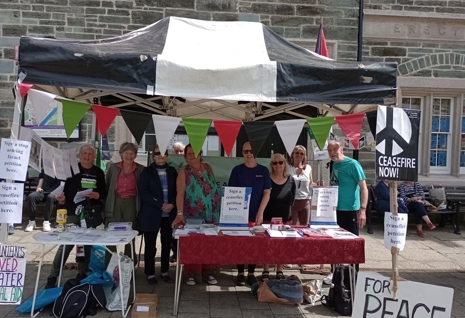 Peace campaigners' pro-Palestinian town centre stand
