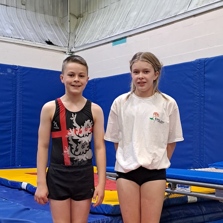 Okehampton Flyers gymnasts Mason Parker-Groves and Connie James