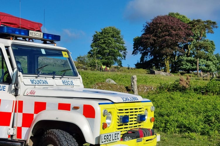 Dartmoor search and rescue teams and paramedics rescue fallen horse rider yesterday.