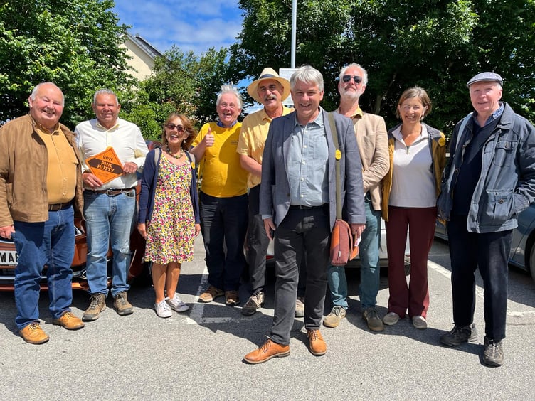Lib Dem candidate Phil Hutty his campaigning team in Bideford at the weekend