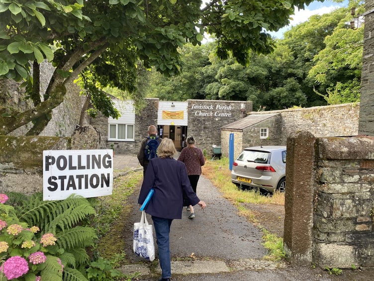 Voters going to vote at Tavistock Parish Church Centre on polling day last Thursday
