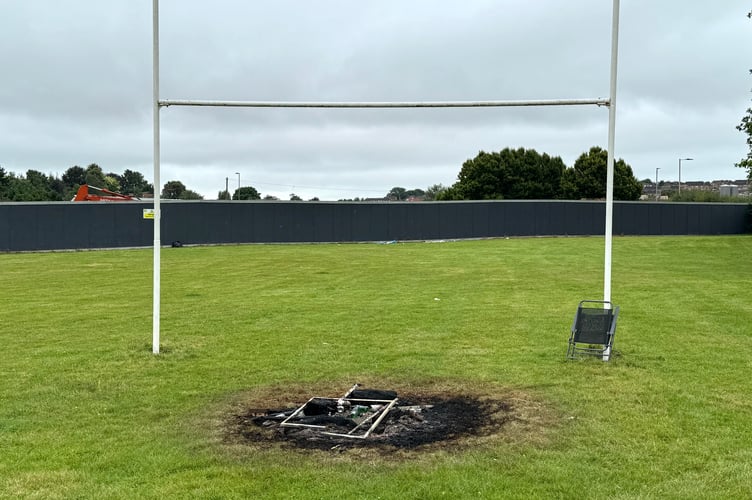 Where the bonfire was set on the rugby pitch.  AQ 8033