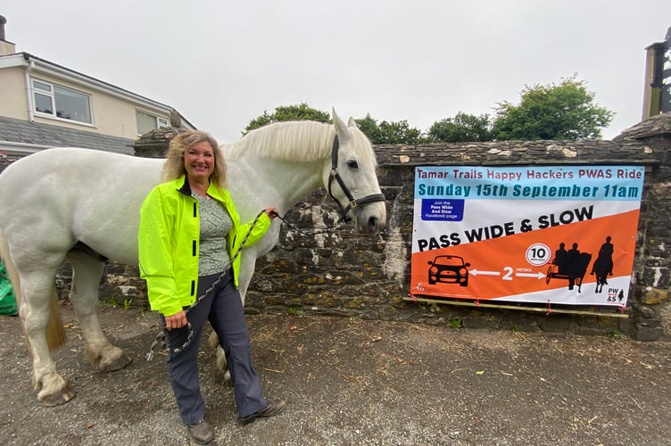 Fleur Forer is urging drivers to drive at 20mph and keep two metres way from horses on the road
