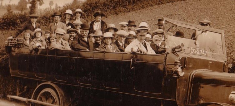 A Belstone charabanc outing, perhaps dating from the 1920s, is among fascinating photos on display in the 'Dartmoor Past and Present' exhibition at Belstone Methodist Church