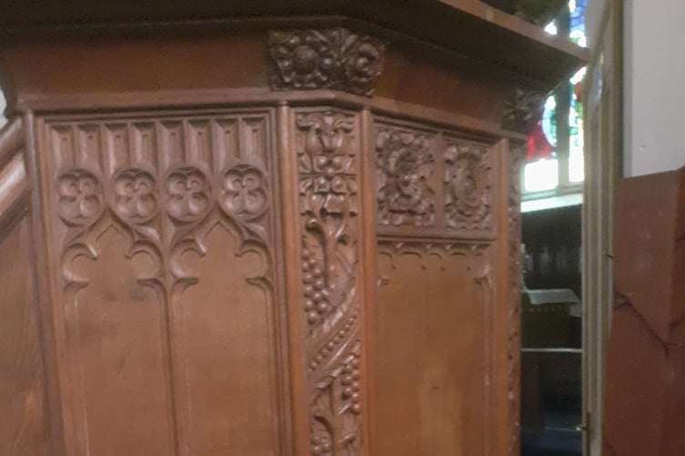 North Tawton Church pulpit has been moved from its prominent position ahead of possible removal from the church. jpg