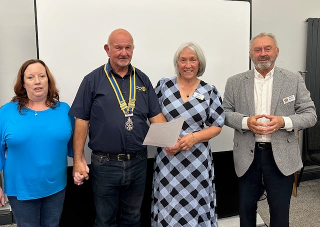New rotarians are welcomed in Okehampton. Pictured from left are Teresa Edwards, club president, rotarian Chris Bourne, Christine Hoy and Barry Ratcliffe