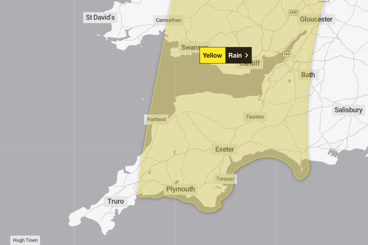 The Met Office have issued a yellow weather warning for rain. It comes into affect from 6pm on October 15 and runs until 12pm on October 16
