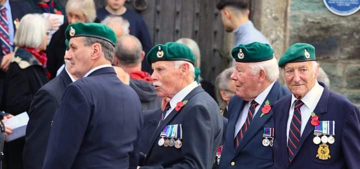 Veteran Royal Marines at Tavistock Remembrance Sunday parade and service.