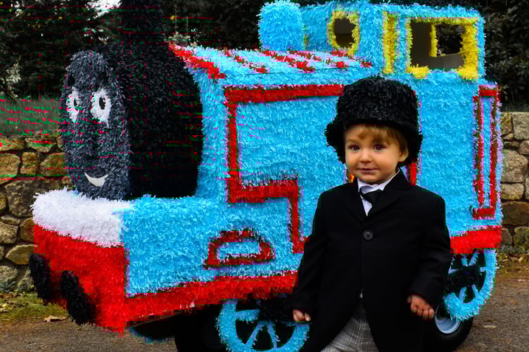 A Thomas the tank engine themed float at Hatherleigh Carnival