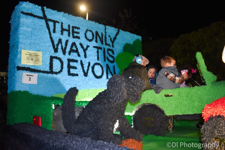 A farming theme for this crepe paper creation in the procession
