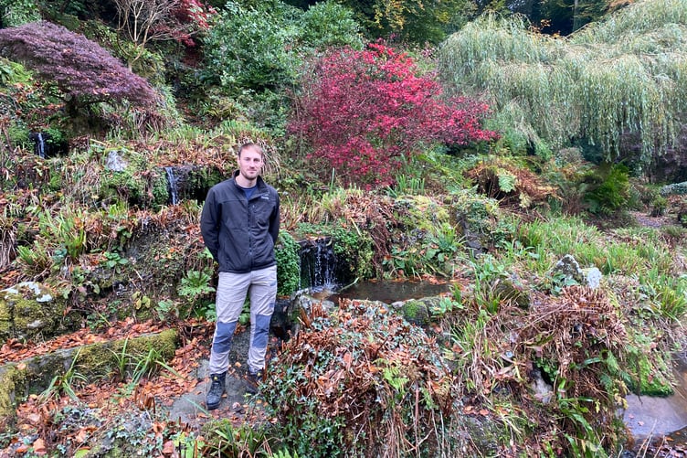 Simmons Park warden James McGahey and the mini-Niagra Falls.
