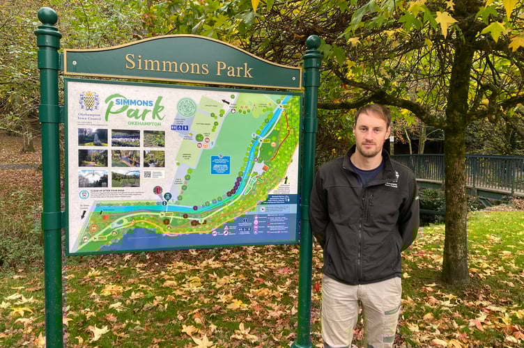 Just the start -  Okehampton's Simmons Park warden James McGahey is planning more signs like this