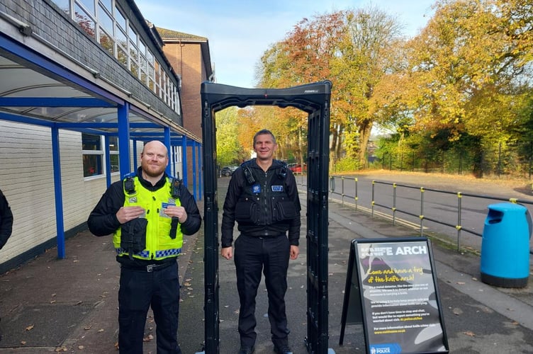 Devon & Cornwall Police's Knife Arch in Okehampton. Picture D&C Police