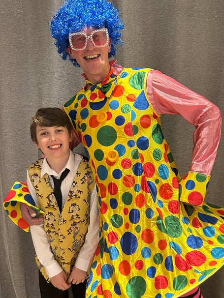 Andrew Morgan and his grandson at a dress rehearsal for the 2024 pantivity