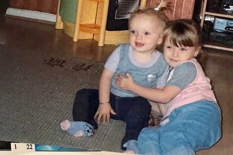 A childhood image of Kayleigh and Abbie White